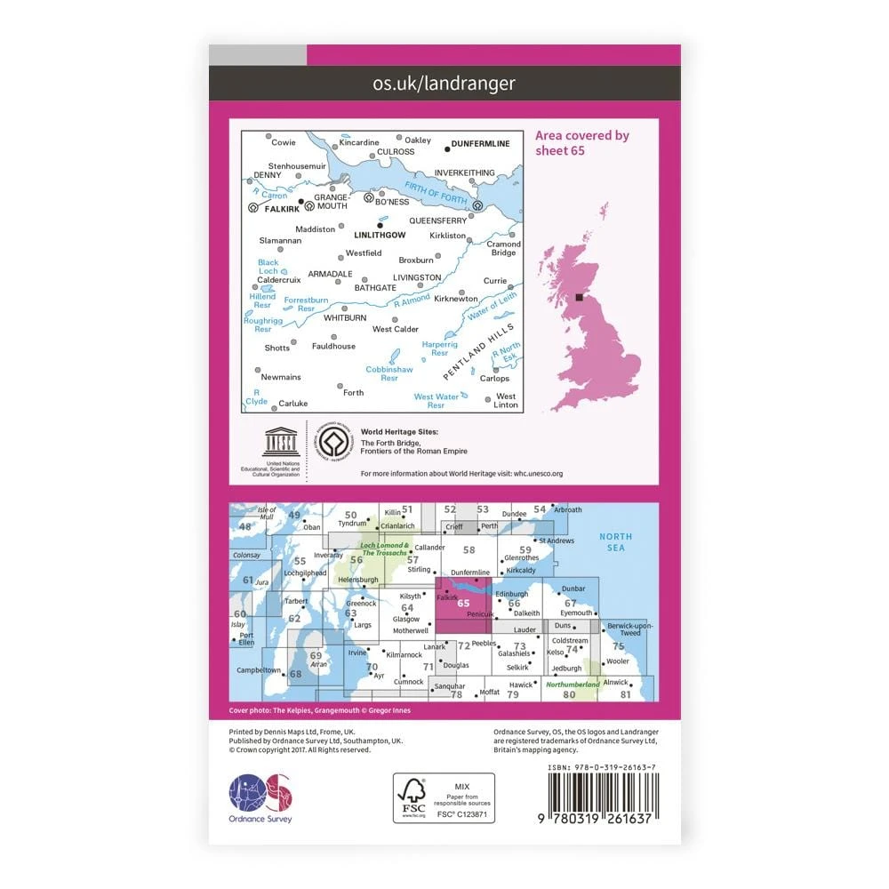 OS Landranger / Falkirk, Linlithgow, Dunfermline 2 OS Landranger / Falkirk, Linlithgow, Dunfermline - Image 2